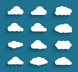 Flat design cloudscapes collection. Flat shadows