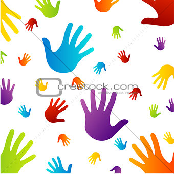 Background with colorful hands