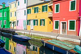 Green Yellow and Red Homes on Burano Canal