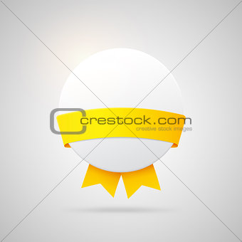 Vector paper badge with yellow silk ribbon