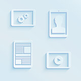 Tablet pc icons and different process screens