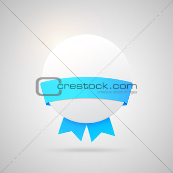 Vector paper badge with blue silk ribbon