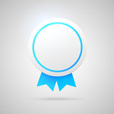 Round vector award with blue ribbons