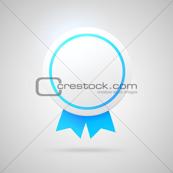 Round vector award with blue ribbons