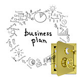 Business sketches from an open safe