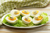 appetizer of boiled eggs with mayonnaise and spices