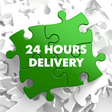Green Puzzle with slogan - 24 hours Delivery.