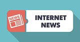 Internet News Concept in Flat Design on Blue Background.