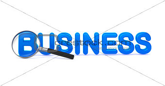 Business Concept - Magnifying Glass at the beginning of word.