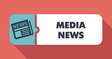 Media News Concept in Flat Design on Scarlet Background.
