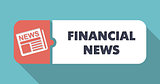 Financial News Concept in Flat Design on Blue Background.