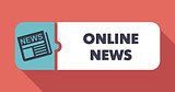 Online News Concept in Flat Design on Scarlet Background.