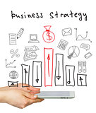 Hands, tablet pc and business strategy