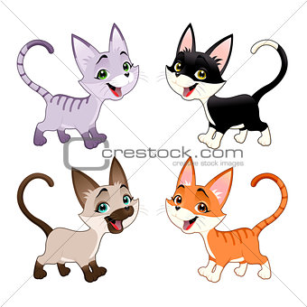Set of funny cats.