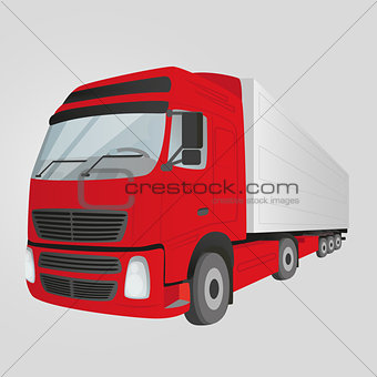 Red delivery truck - isolated on the gray background