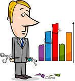 businessman and graph data cartoon