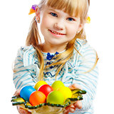 sweet little girl with yellow Easter egg