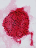Vector absrtract flower on watercolor red background