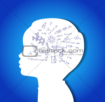 Child head with education icons
