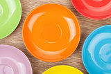 Colorful plates and saucers