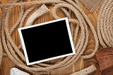 Blank photo frame with ship rope