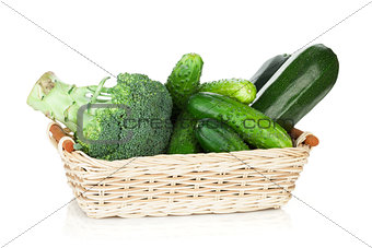 Green vegetables in basket