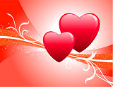 Hearts on Red Background
