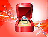 Diamond Ring on Red Background