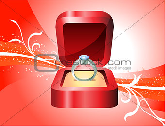 Diamond Ring on Red Background