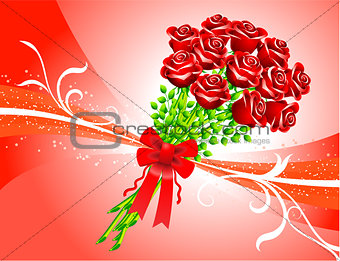 Roses on Red Background