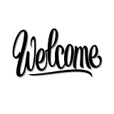 Welcome hand written lettering. Vector calligraphy
