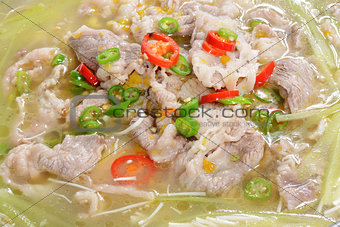 Chinese Food: Boiled beef slices with pepper