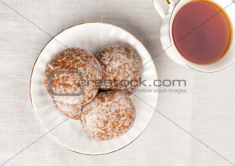 Teatime. Honey-cakes and cup of tea