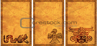 Set of backgrounds with American Indian national patterns