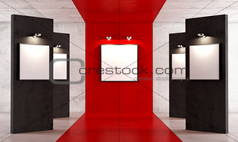 Red and black contemporary art gallery