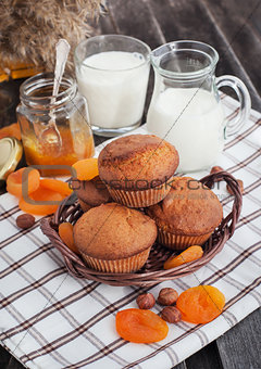 Fresh homemade apricot muffins
