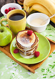 Breakfast with apple pancakes
