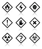 Danger, warning, attention square icons set