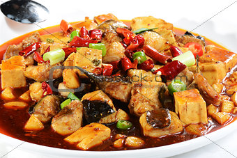 Chinese Food: Fried fish and Tofu
