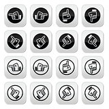 Pointing hand - up, down, across round icon vector