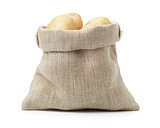 fresh young potato in sack bag