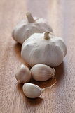 garlic on wood table