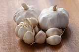 garlic on wood table