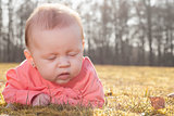 slleeping baby on the grass