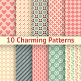 Charming different vector seamless patterns (tiling)