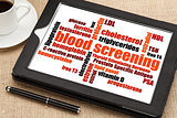 blood screening word cloud