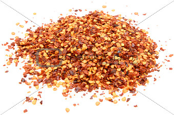 Dried, crushed chilli flakes and seeds