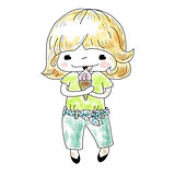  Little girl with  ice cream