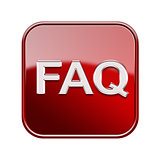 FAQ icon glossy red, isolated on white background