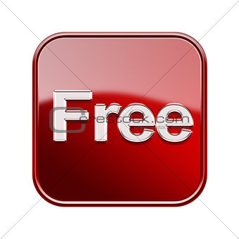 free icon glossy red, isolated on white background